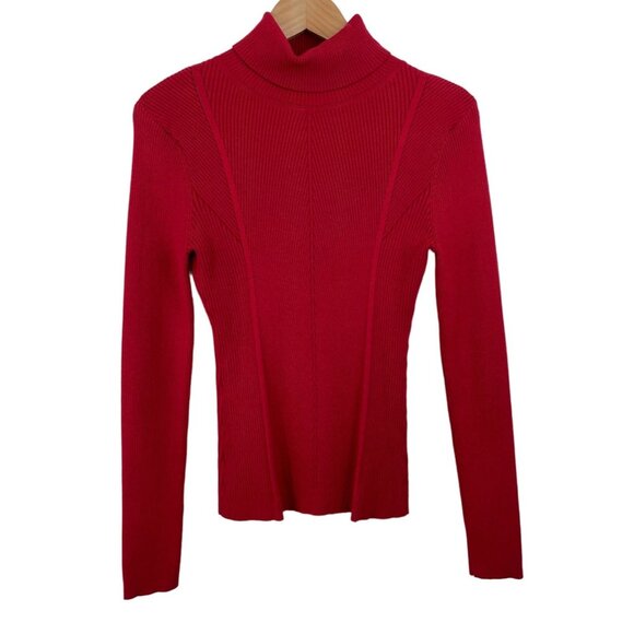 Cato Womens Size Medium Red Long Sleeve Ribbed Turtleneck Sweater - Picture 1 of 7